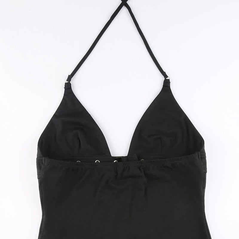 Backless Belt Halter Cami Top - Montfash