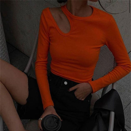 Basic Knitted Long Sleeve Blouse - Montfash