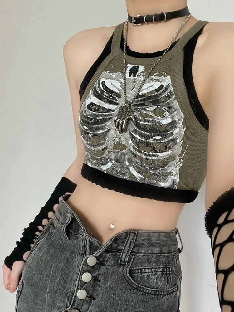 Cyber Retro Skeleton Tank Top - Montfash