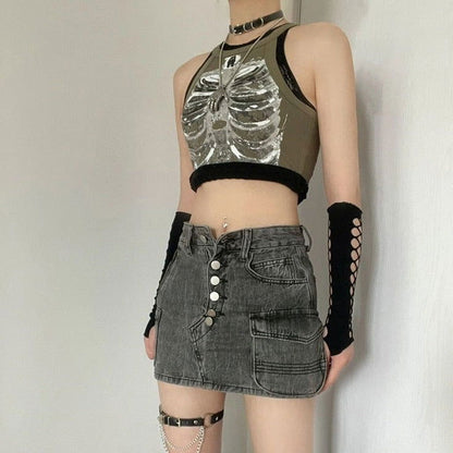 Cyber Retro Skeleton Tank Top - Montfash