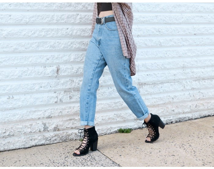 High Waist Mom Jeans - Montfash