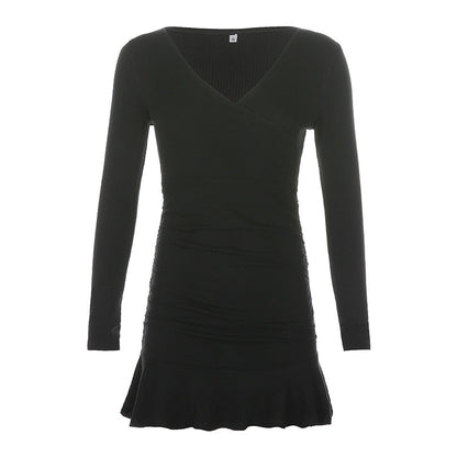 Long Sleeve Knitted Mini Dress - Montfash