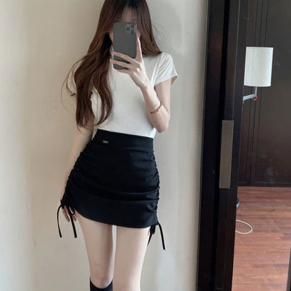 Shirred Mini Skirt - Montfash